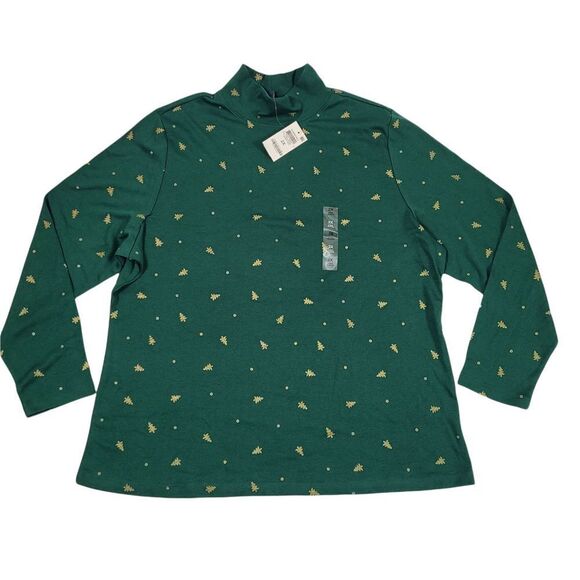 Karen Scott Plus Size Metallic Tree-Print Top Spruce Night 1X - Picture 2 of 3